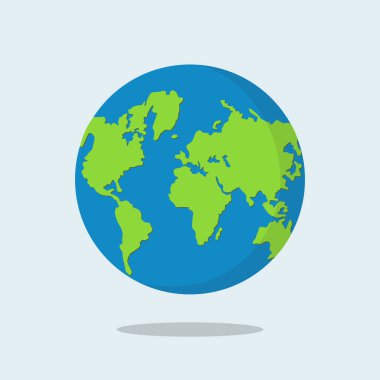 Beyaz arka plan üzerinde izole dünya küre. Düz gezegen simgesi. Vektör çizim.