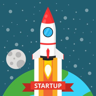 Uzay vektör çizim renkli roket