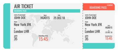 Uçak yatılı geçiş bileti. Vektör çizim.