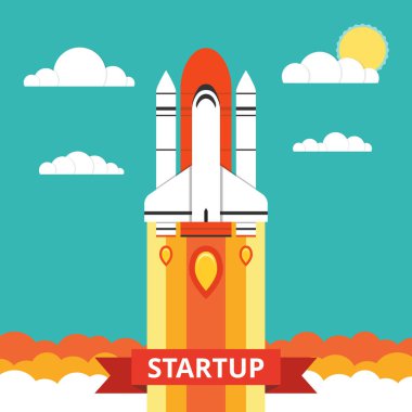 Renkli roketi uzay vektör çizim