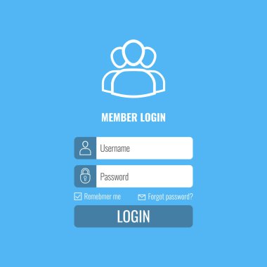 Oturum açma formu menü ile basit bir çizgi kutsal kişilerin resmi. Web tasarım için Web sitesi öğe. Vektör çizim.