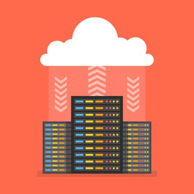 Bulut teknoloji bilgisayar konsepti. Vektör çizim. 