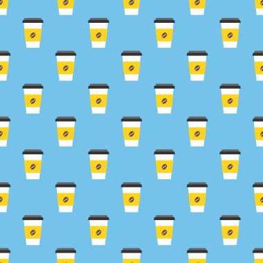 Fincan kahve seamless modeli. Gıda arka plan. Vektör çizim.
