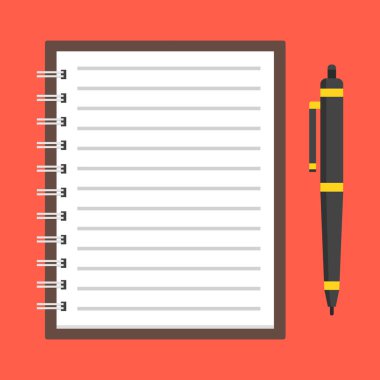 Spiral defter şablonu. Öğrenci yarıyıl not defteri. Günlük iş için. Vektör çizim. 