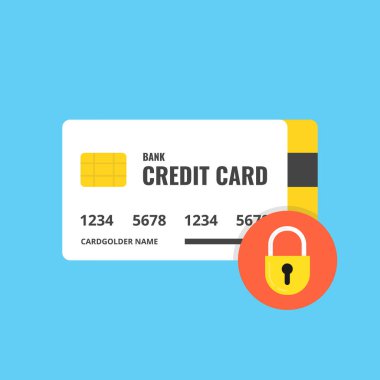 Güvenli ödeme. Kredi kartı simgesi. Vektör çizim.