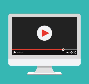 Dizüstü ekran video oynatıcı teknolojileri vektör çizim ile