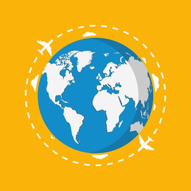 Dünya harita uçak ile. Dünya kavramı seyahat.