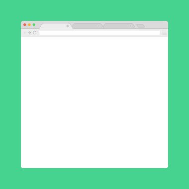 Açık Internet tarayıcı penceresinde düz bir stil. Basit bir boş web sayfası tasarımı.