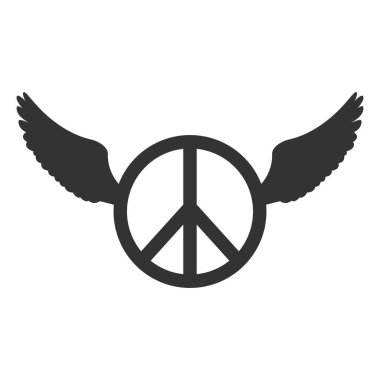 Hippi barış sembolü kanatlı. Vektör çizim.