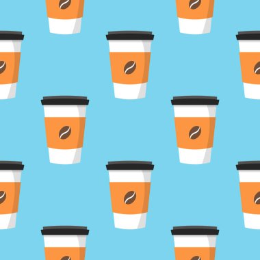 Fincan kahve seamless modeli. Gıda arka plan. Vektör çizim.