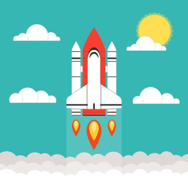 Renkli roketi uzay vektör çizim