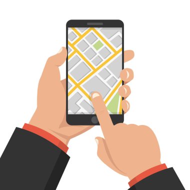 Yol haritası vektör çizim holding erkek eller