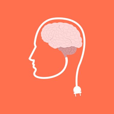 Beyin gücü. Düşünme insanlar kavramı. Vektör çizim. 