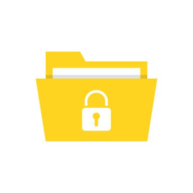 Dosya Koruması. Veri güvenliği ve gizlilik kavramı. Güvenli gizli bilgi. Vektör çizim. 