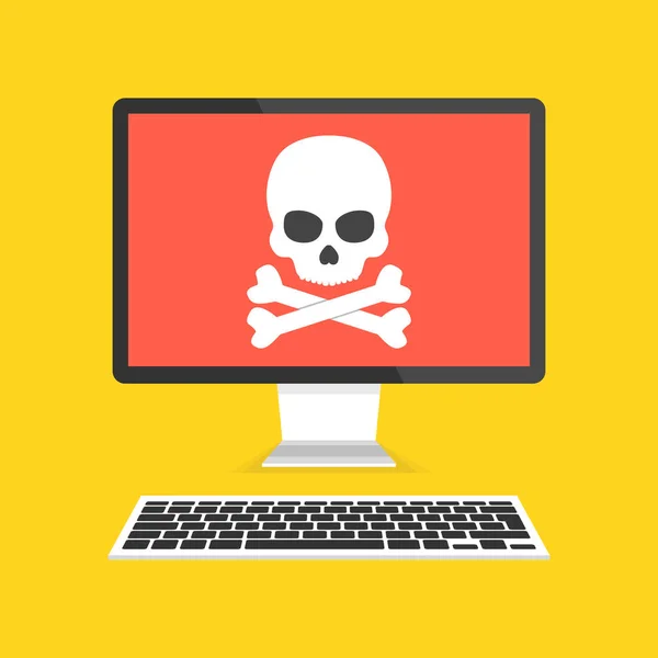 Laptop Wirusa Ekranie Koncepcja Wirusy Piractwo Hacking Bezpieczeństwa Ilustracja Wektorowa — Wektor stockowy