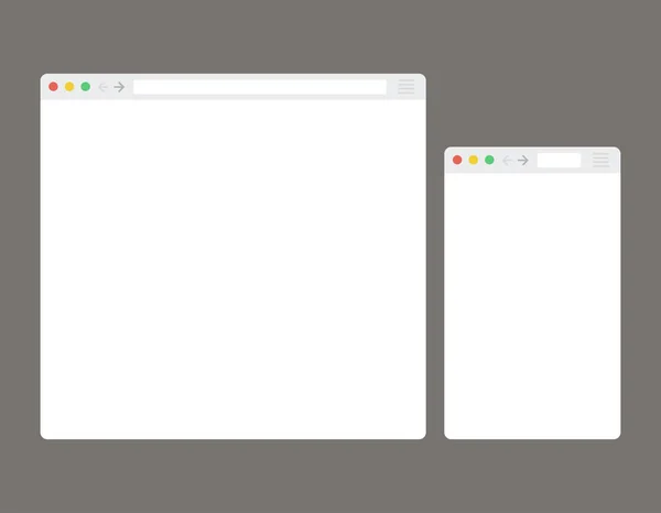 Zwei Offene Internet Browser Fenster Flachen Stil Eine Einfache Leere — Stockvektor