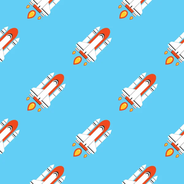 Space Rockets Seamless Pattern — Stock Vector