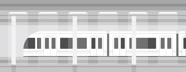 Metro Plataforma Subterránea Con Tren Moderno Metro Subterráneo Ilustración Vectorial — Vector de stock