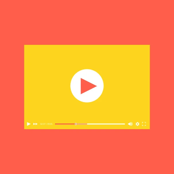 Video Player Interface Web Vector Template Video Audio Player Flat — Stock Vector