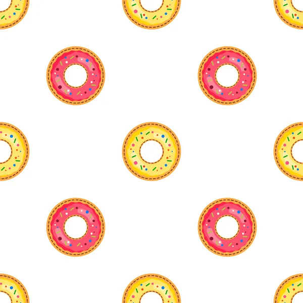 Donuts Motif Sans Couture Contexte Alimentaire Illustration Vectorielle — Image vectorielle