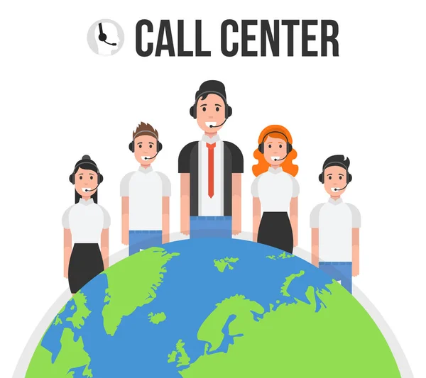 Call Center Concept Vector Illustration — Stock Vector