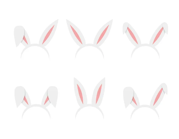Set Easter Bunny Ears Isolated Mask Background Vector Illustration — Stock Vector