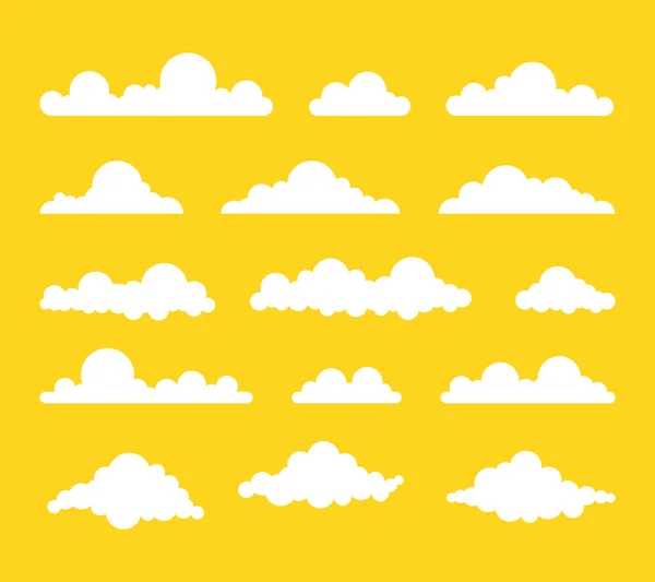 Schattig Wolken Kleurrijke Achtergrond Instellen — Stockvector