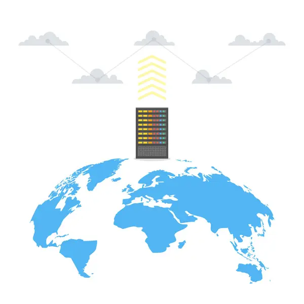 Conceito Servidor Nuvem Banco Dados Computador Ilustração Vetorial —  Vetores de Stock