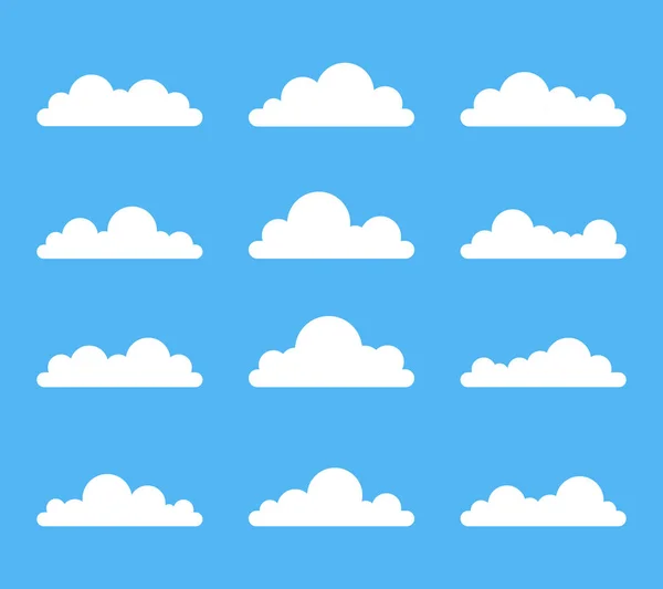 Χαριτωμένο Σύννεφα Στον Πολύχρωμο Φόντο — Διανυσματικό Αρχείο