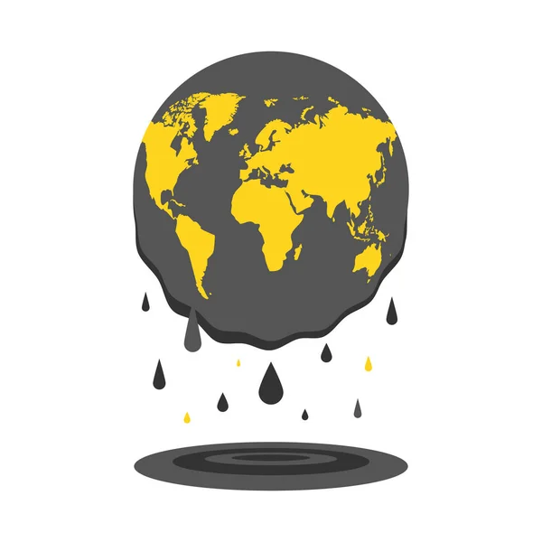 Fondre Planète Terre Concept Réchauffement Climatique Style Dessin Animé Plat — Image vectorielle