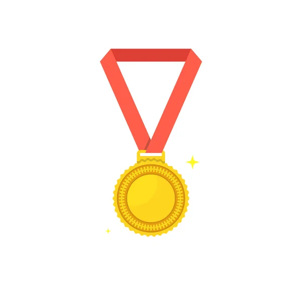 Medaillen Ikone Sport Und Meisterschaftselement Platz Medaille Mit Roter Schleife — Stockvektor