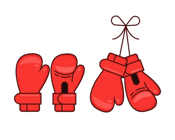 Guantes Boxeo Rojos Dibujos Animados Ilustración Vectorial — Archivo Imágenes Vectoriales