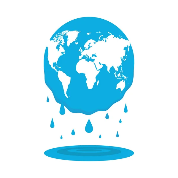 地球を溶解します コンセプト地球温暖化 フラットな漫画のスタイル ベクトル図 — ストックベクタ