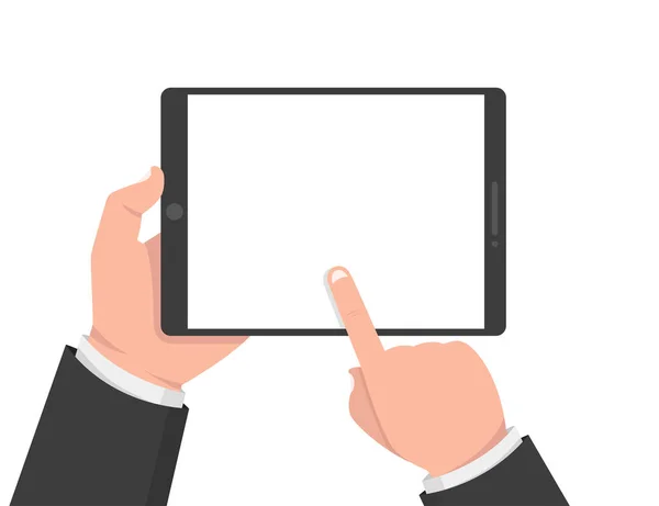 Tablet Tutarak Ekran Dokunaklı Düz Vektör Çizim — Stok Vektör