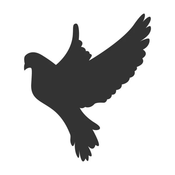 Περιστέρι Που Πετά Πουλί Σύμβολο Απομονώνονται Λευκό Φόντο Εικονογράφηση Διάνυσμα — Διανυσματικό Αρχείο