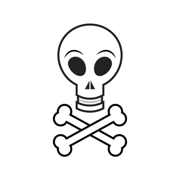 Skull Crossbones Hand Drawn Flat Cartoon Style Vector Illustration — Stock Vector