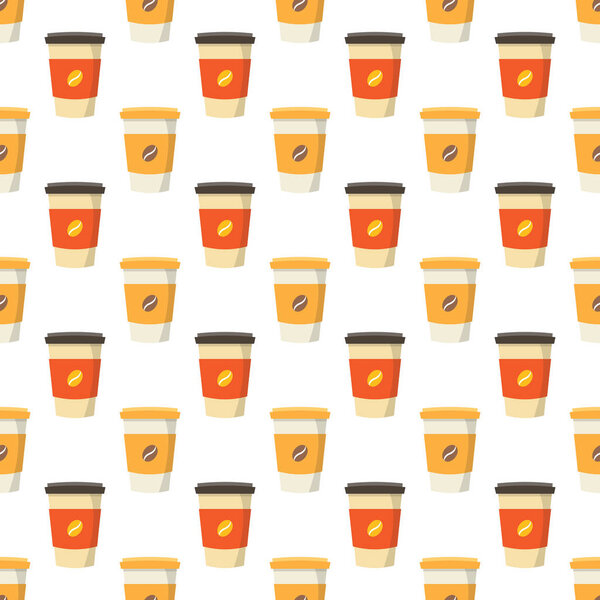 Cup coffee seamless pattern. Food background. Vector illustration.