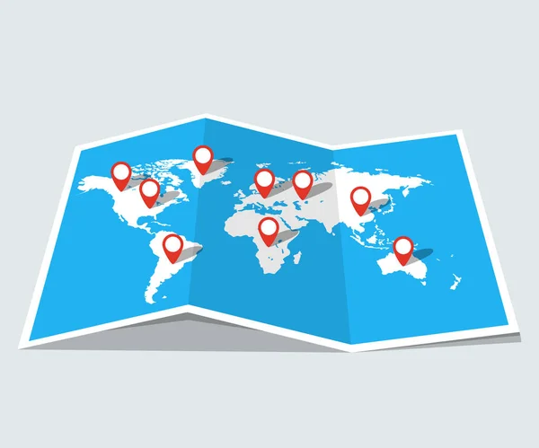 Ilustración Del Vector Mapa Viaje Mundial — Vector de stock