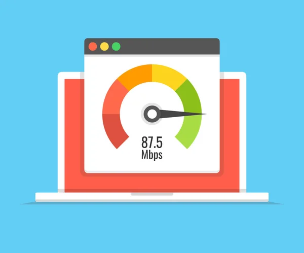 Laptop Med Hastighetstest Skärmen Vektorillustration — Stock vektor