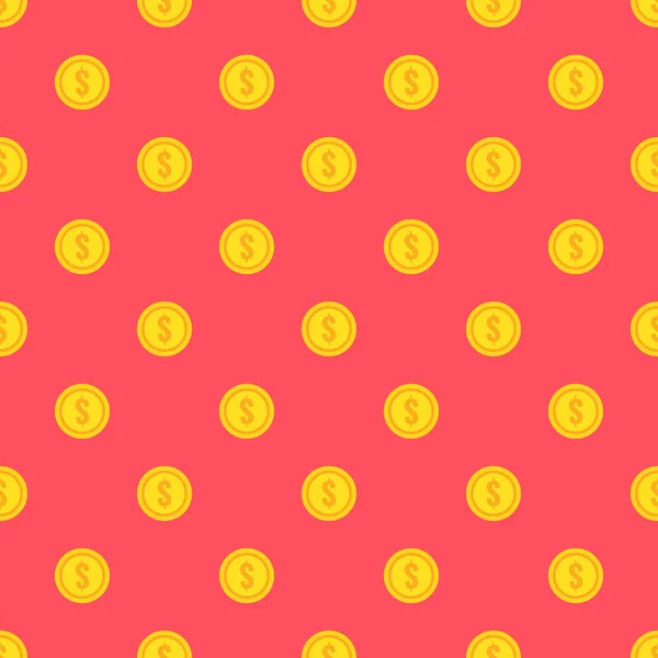 Golden Coins Pattern Red Background Vector Illustration — Stock Vector