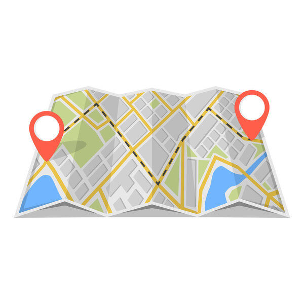 Карта с GPS навигацией и точками на ней. Нахожу концепцию пути. Векторная иллюстрация
. 