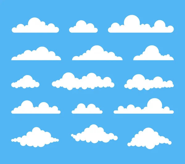 在五颜六色的背景上设置的可爱的云 — 图库矢量图片