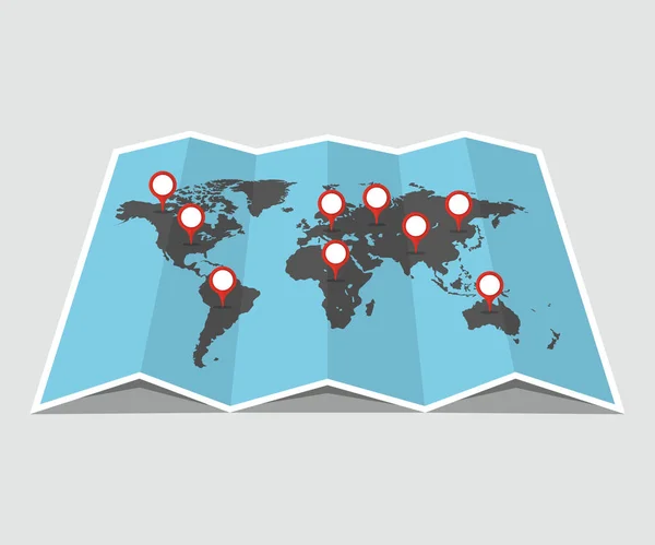 Ilustracja Wektorowa Mapa Podróży Świecie — Wektor stockowy
