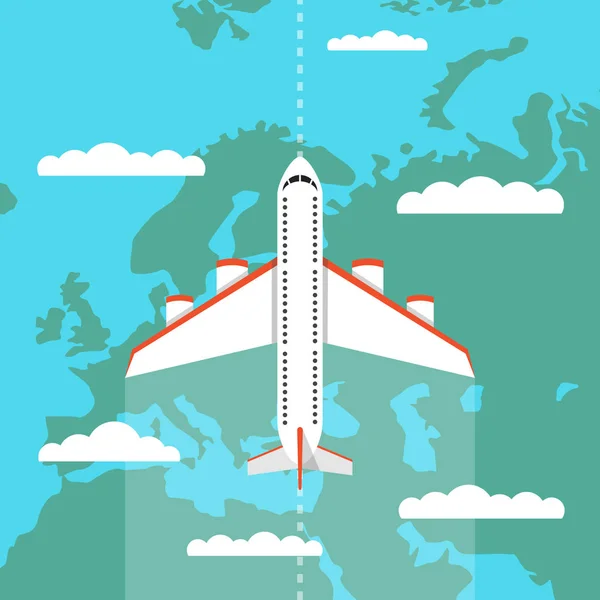 Mapa Mundo Com Avião Viajar Redor Conceito Mundo —  Vetores de Stock