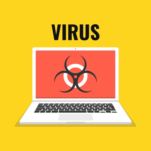 Laptop Skull Screen Concept Virus Piracy Hacking Security Vector Illustration — Stock Vector