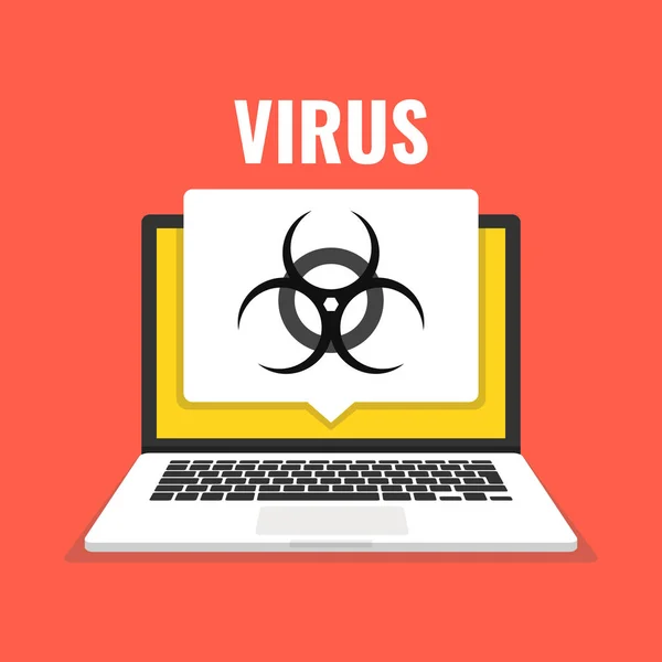 Laptop Virus Screen Concept Virus Piracy Hacking Security Vector Illustration — Stock Vector