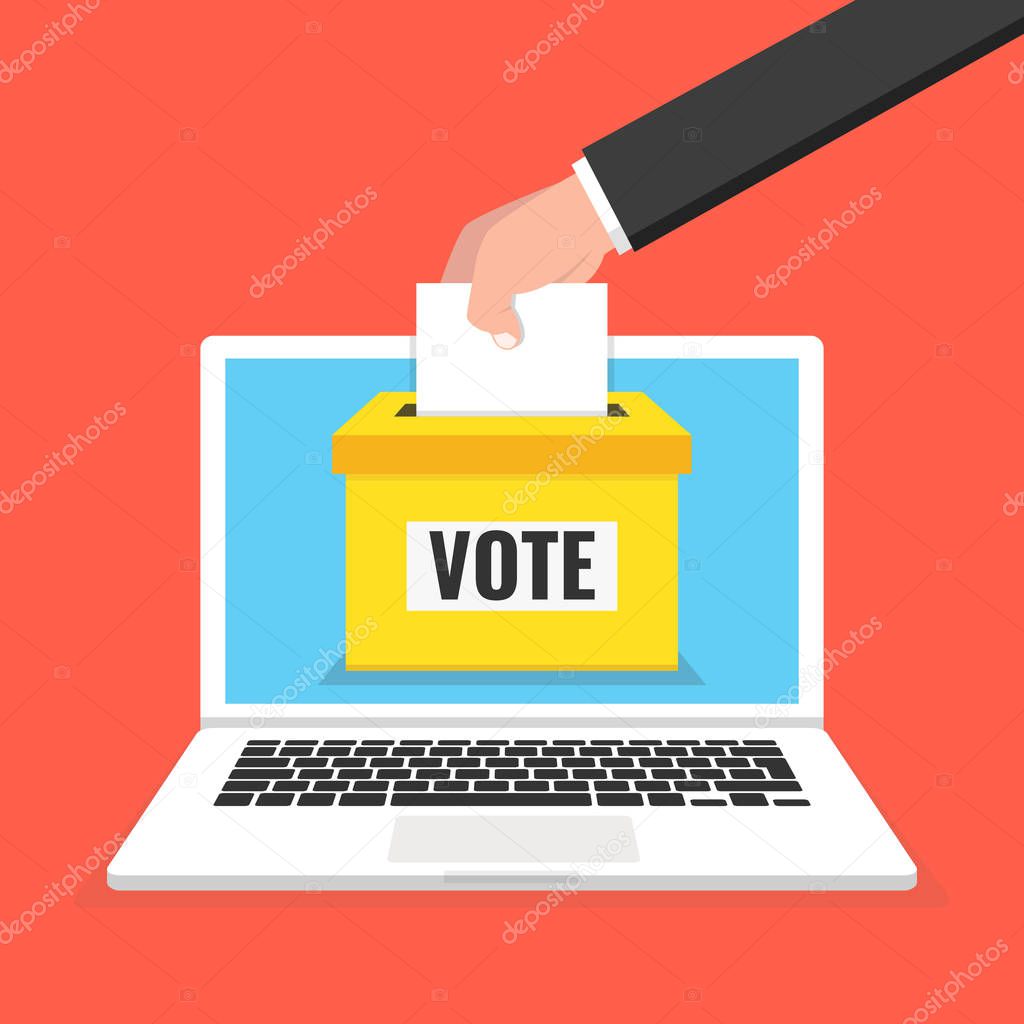 Voting locked box with votes. Voting concept vector illustration.