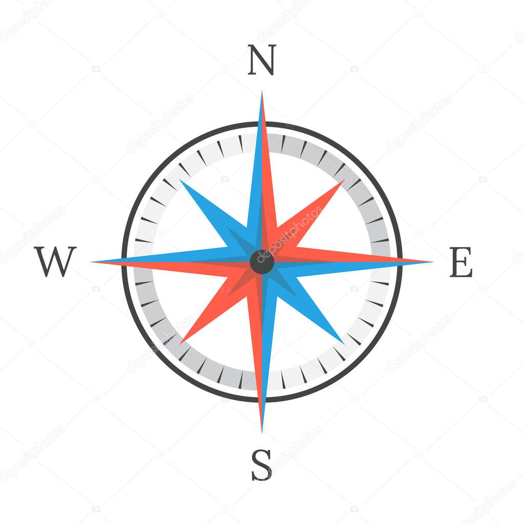 Compass on a white background. Vector illustration.