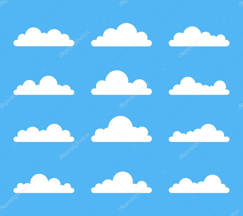 Cute clouds set on colorful background