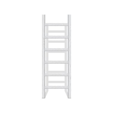 Beyaz arka plan üzerinde izole uzun Ahşap merdiven